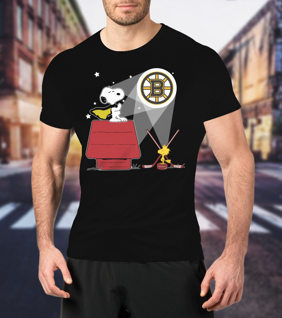 Boston Bruins Snoopy And Woodstock Lighthouse House T-Shirt