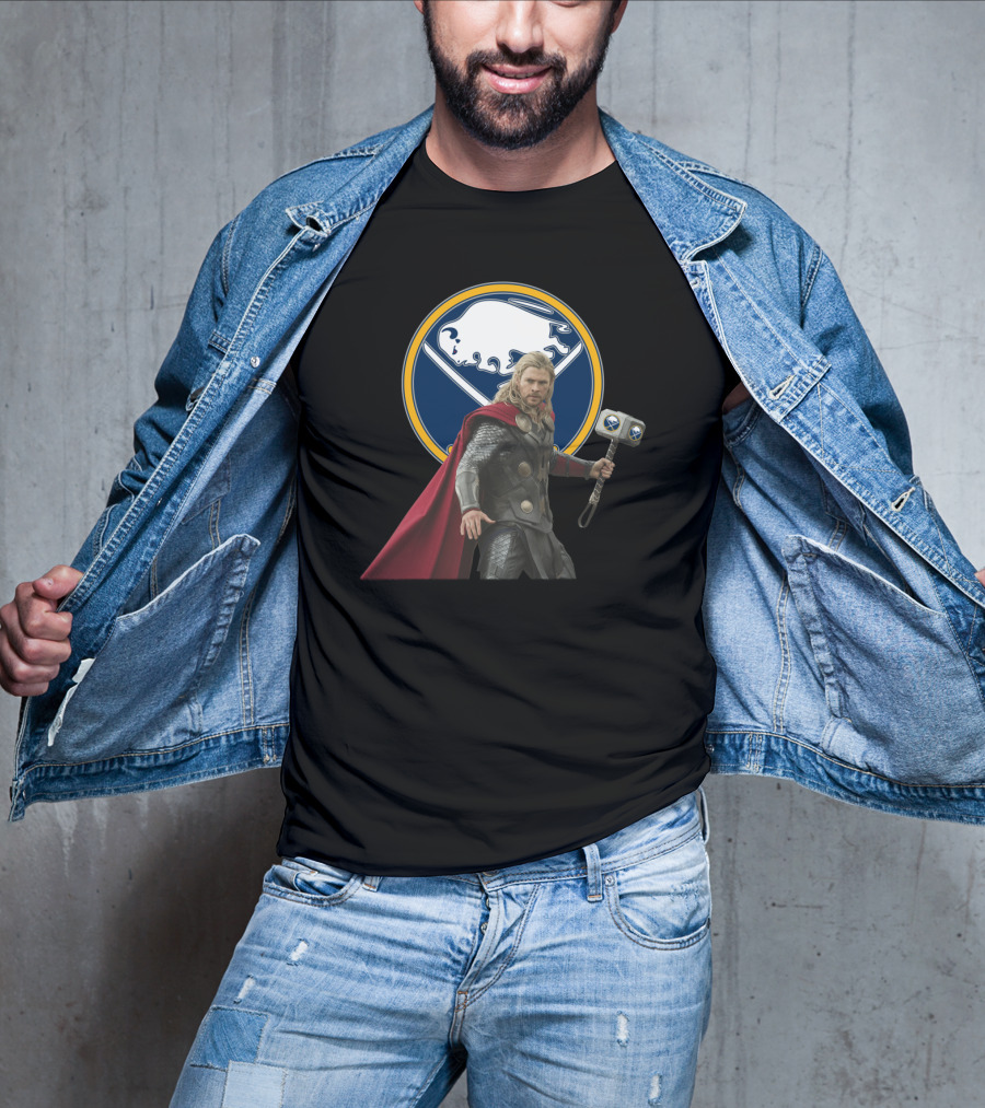 Buffalo Sabres Thor Crossover With Mjolnir And Sabres T-Shirt
