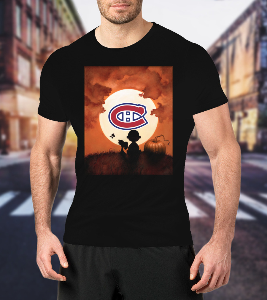 Montreal Canadiens Halloween Pumpkin Silhouette Scene T-Shirt