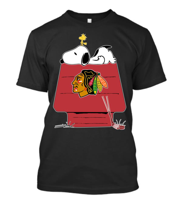 Chicago Blackhawks Snoopy Doghouse Peanuts Hockey T-Shirt