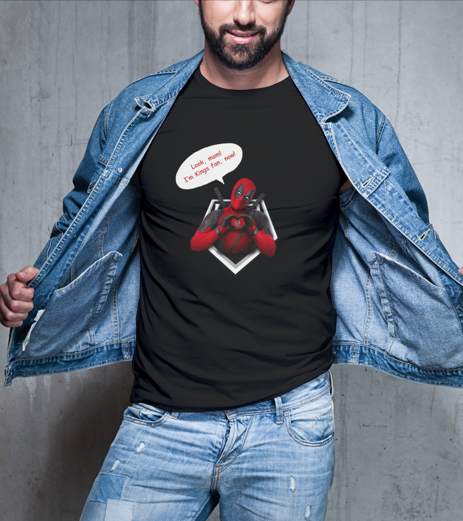 Deadpool LA Kings Fan Comic Style Humor Look, Mom I'm Kings Fan, Now T-Shirt