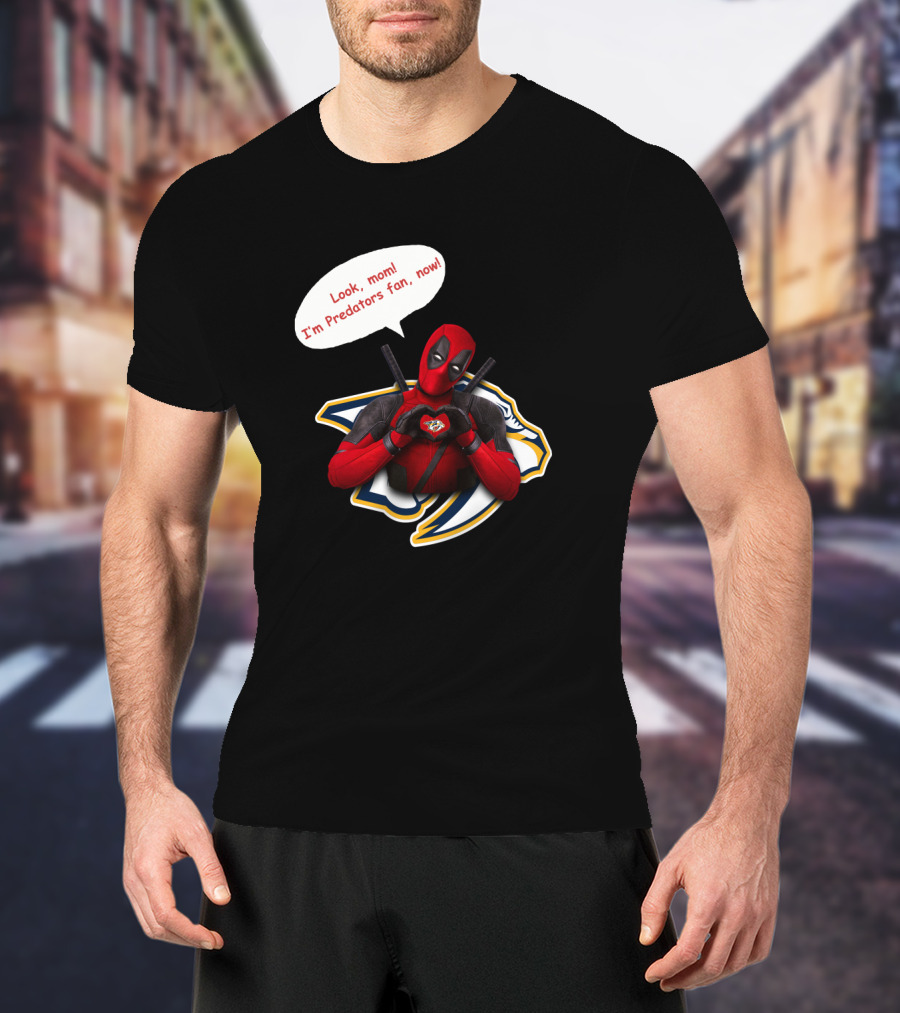 Nashville Predators Fan Now With Deadpool Image And Text T-Shirt