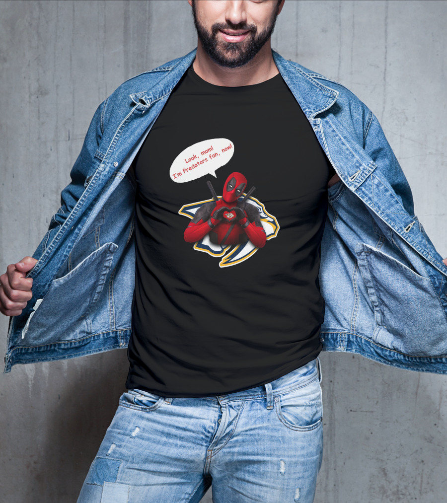 Nashville Predators Fan Now With Deadpool Image And Text T-Shirt