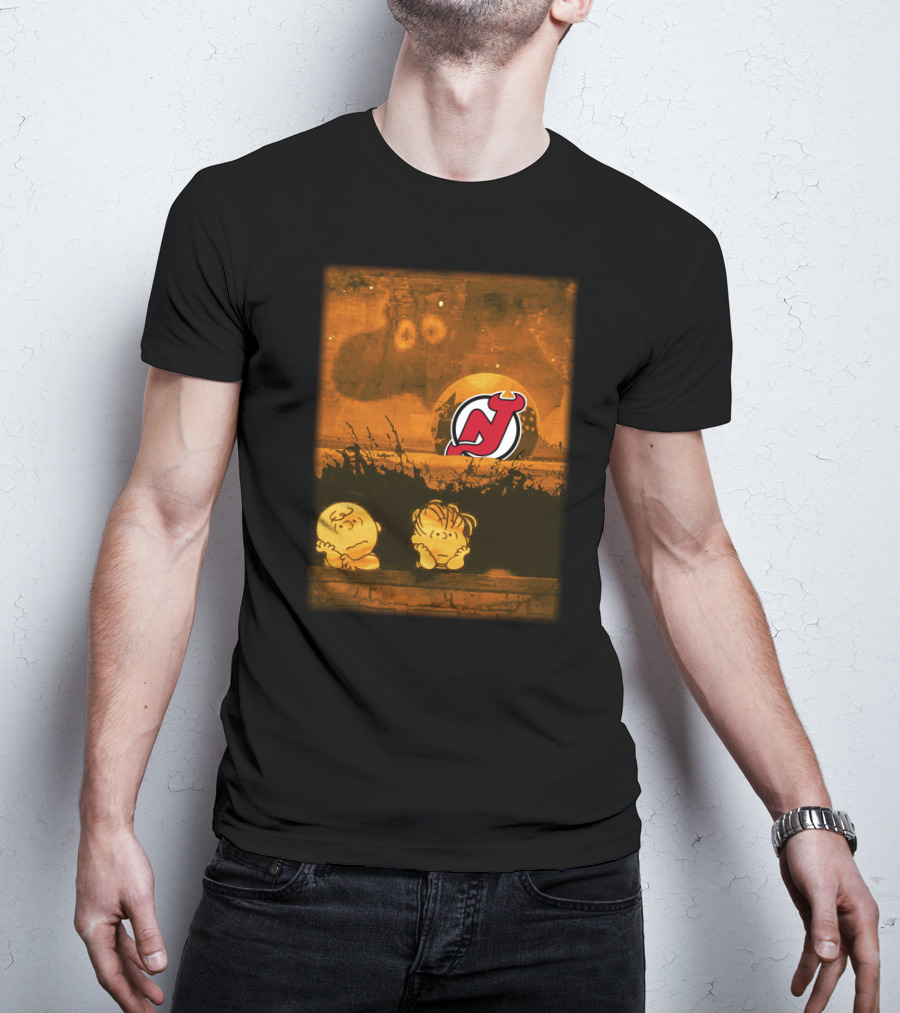 New Jersey Devils Halloween Peanuts Pumpkin Patch Scene T-Shirt