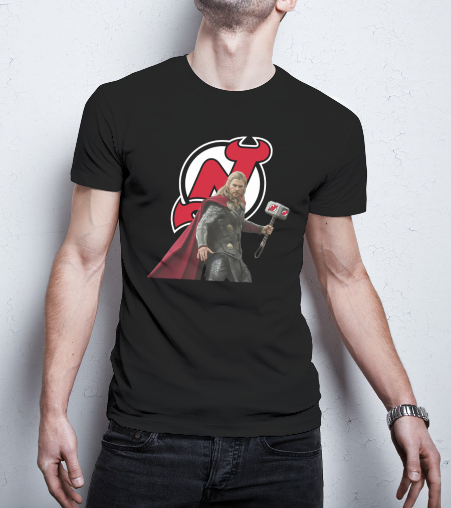 New Jersey Devils Thor Mjolnir Logo Mashup T-Shirt