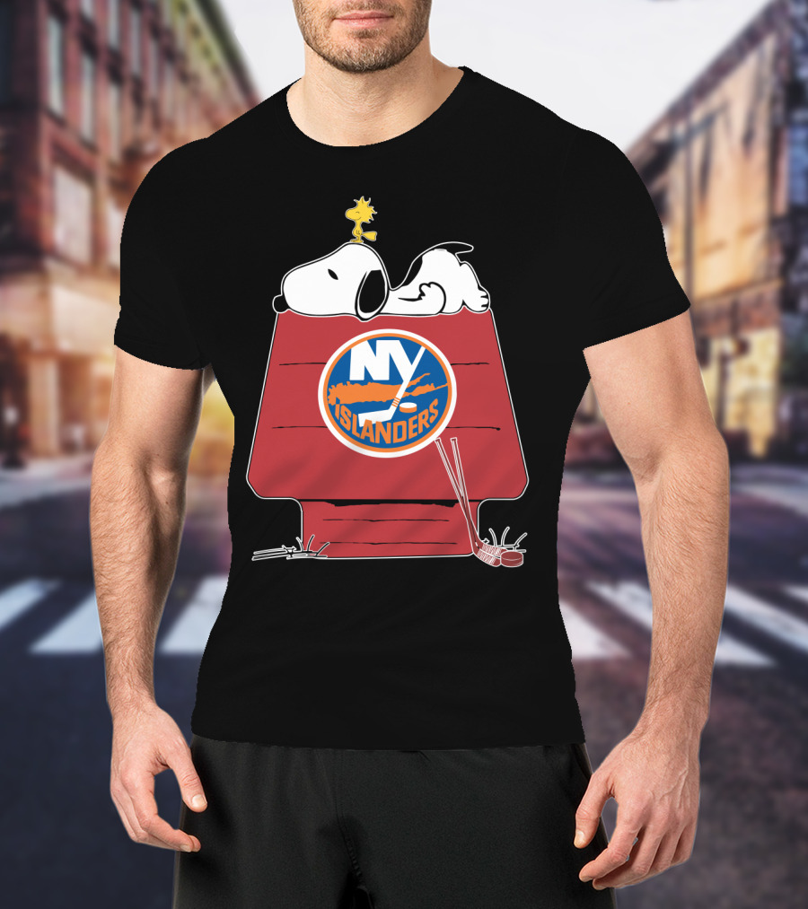 Snoopy Woodstock New York Islanders Peanuts Nhl Hockey Mashup T-Shirt