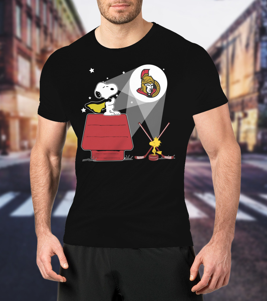 Snoopy And Woodstock Ottawa Senators Nhl Hockey Fan Tribute T-Shirt