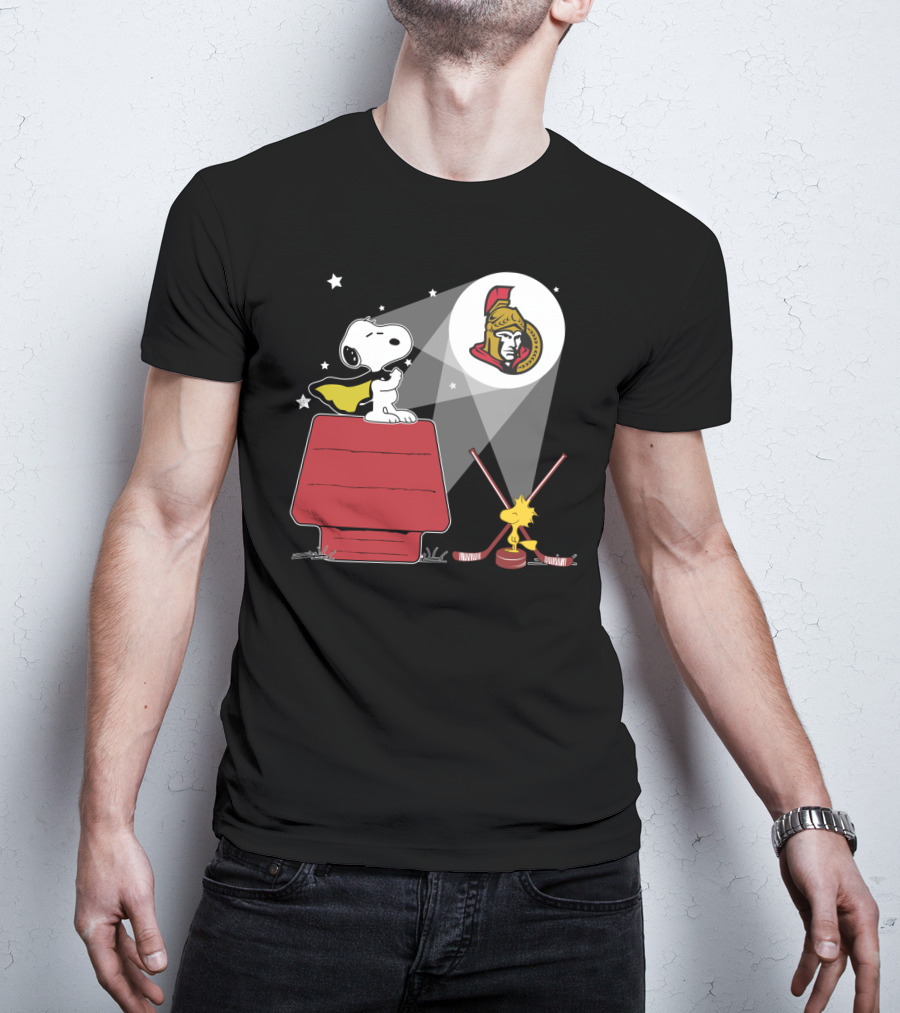 Snoopy And Woodstock Ottawa Senators Nhl Hockey Fan Tribute T-Shirt