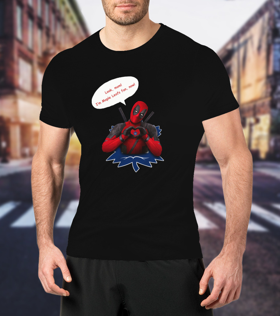 Toronto Maple Leafs Fan Deadpool Heart Gesture T-Shirt
