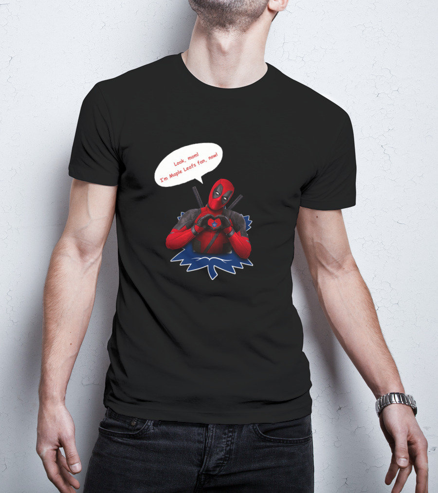 Toronto Maple Leafs Fan Deadpool Heart Gesture T-Shirt