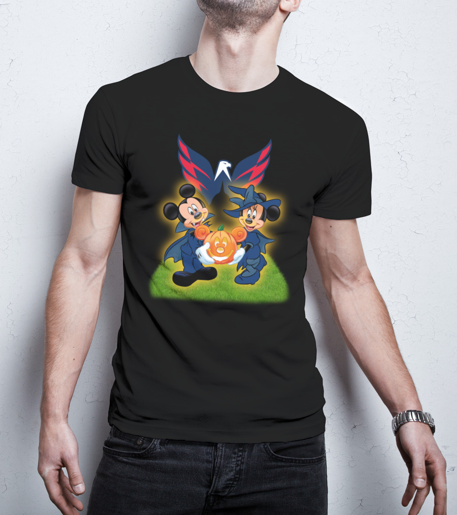 Halloween Washington Capitals Mickey And Minnie With Pumpkin T-Shirt