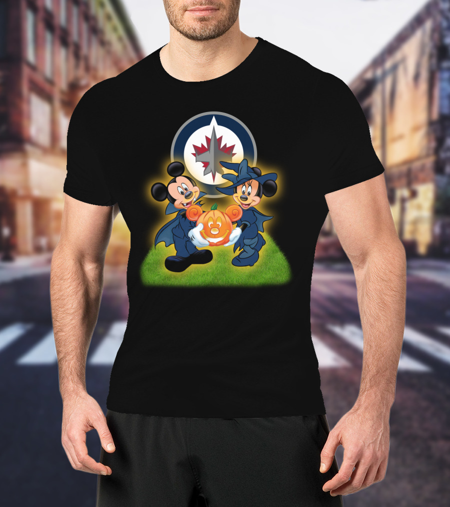 Mickey And Minnie Halloween Celebration With Winnipeg Jets T-Shirt
