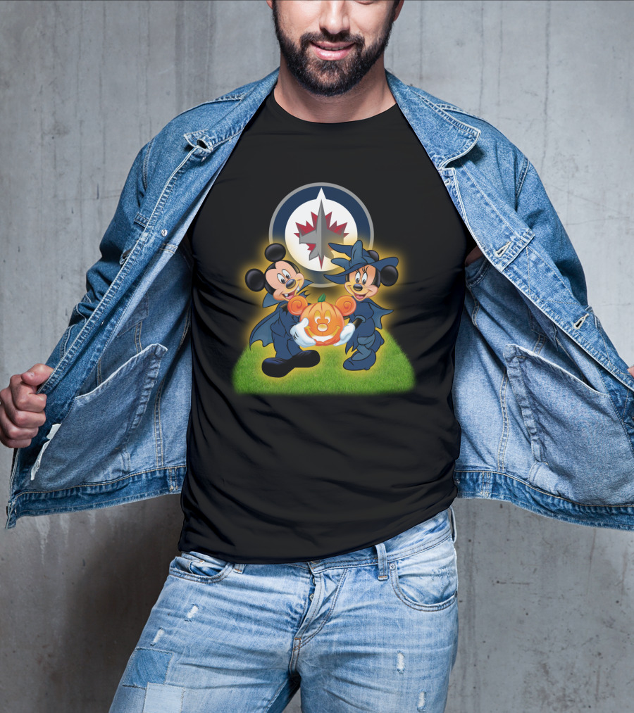 Mickey And Minnie Halloween Celebration With Winnipeg Jets T-Shirt