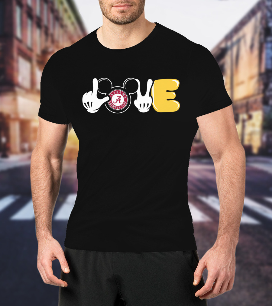 Alabama Crimson Tide Love Mickey Hands Football T-Shirt
