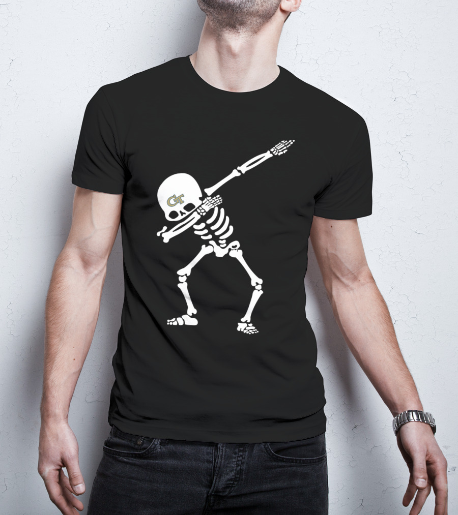 Georgia Tech Skeleton Dabbing Football T-Shirt