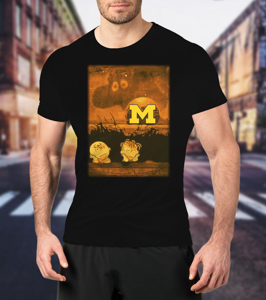 Peanuts Michigan Football Halloween Great Pumpkin Theme With Block M T-Shirt
