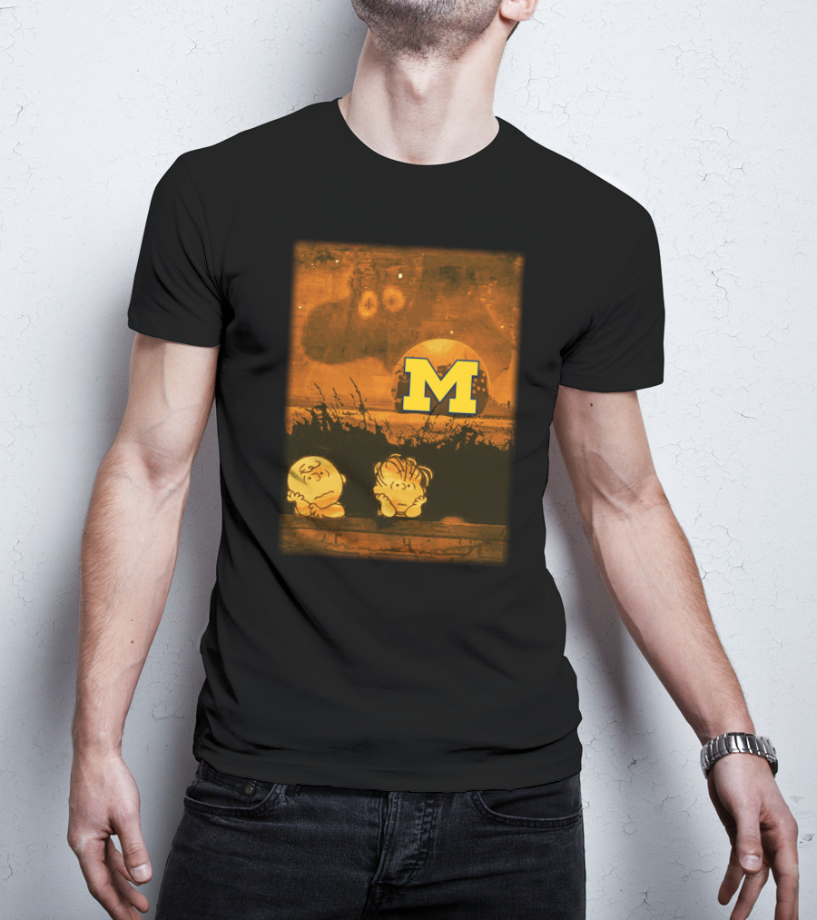 Peanuts Michigan Football Halloween Great Pumpkin Theme With Block M T-Shirt