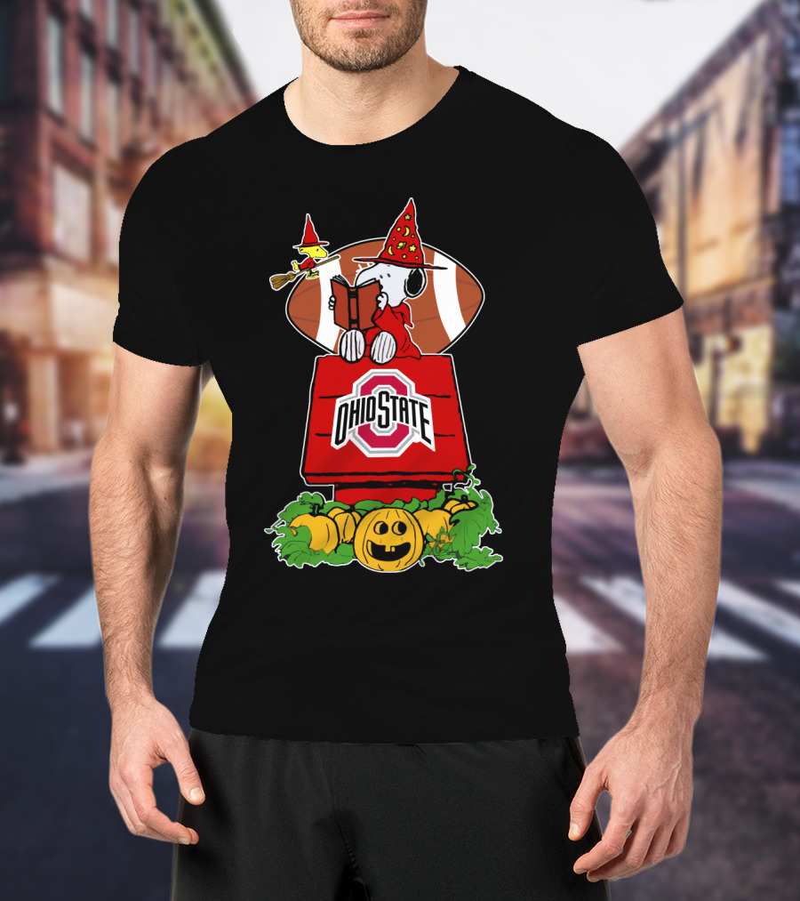 Ohio State Buckeyes Halloween Football Peanuts Snoopy Woodstock T-Shirt