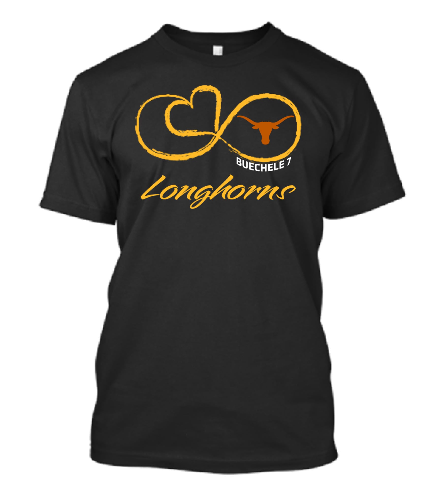 Texas Longhorns Football Buechele 7 Infinity Longhorns T-Shirt