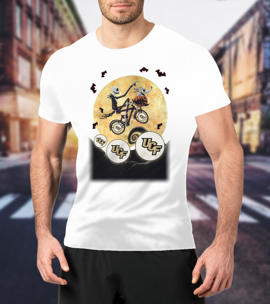 UCF Halloween Football Nightmare Bicycle Moon Scene T-Shirt