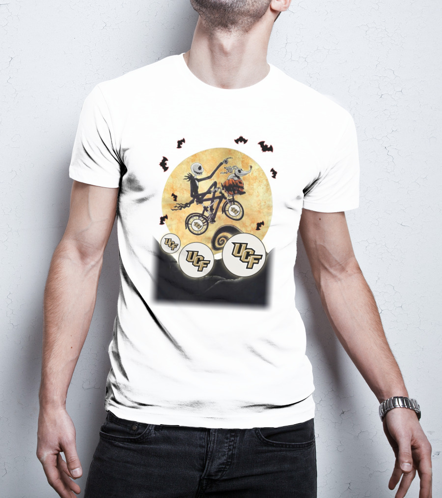 UCF Halloween Football Nightmare Bicycle Moon Scene T-Shirt