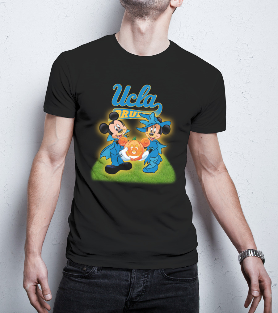 UCLA Bruins Halloween Featuring Mickey And Minnie With Pumpkin T-Shirt