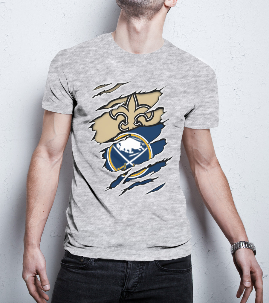 Saints Sabres Fleur-de-Lis And Buffalo Emblems T-Shirt