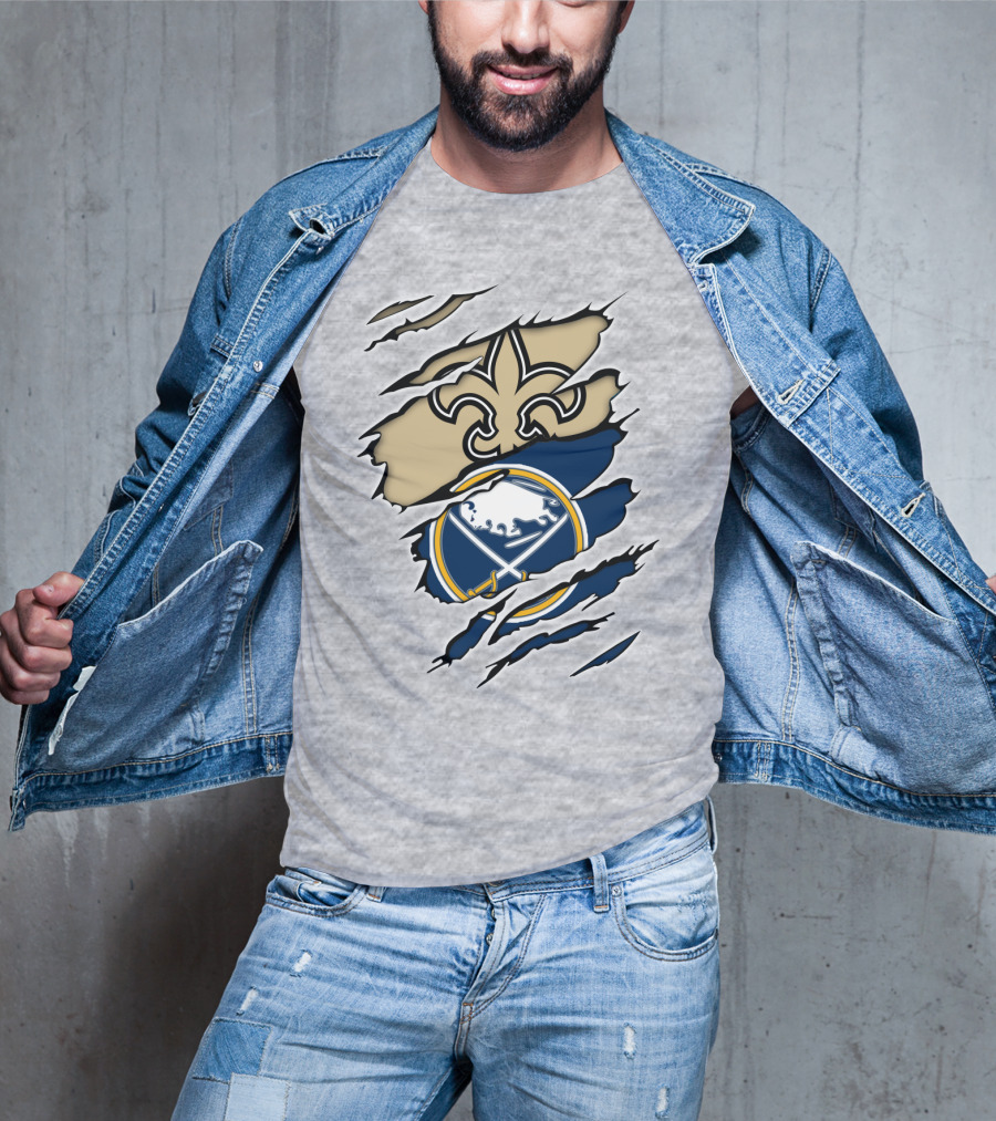 Saints Sabres Fleur-de-Lis And Buffalo Emblems T-Shirt