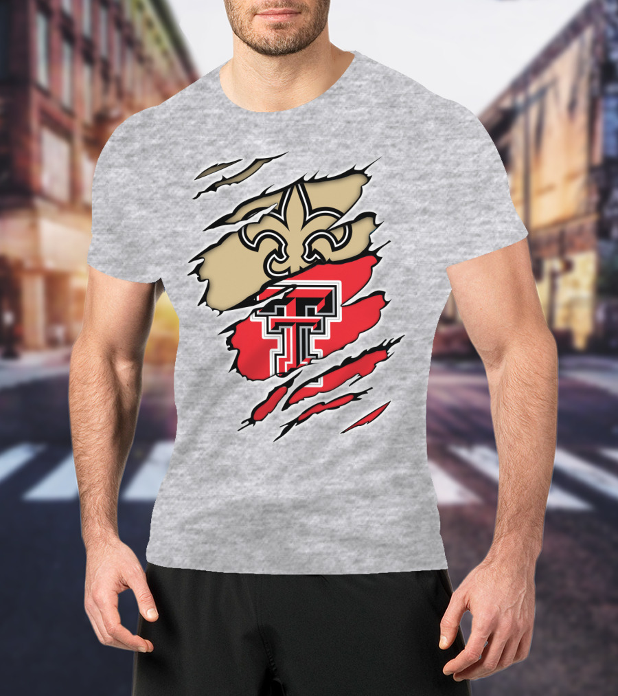 Saints Fleur-de-Lis Texas Tech Double T Combo T-Shirt