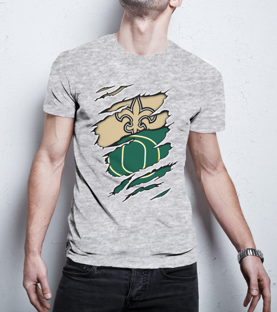 New Orleans Saints Oregon Ducks Logo Mashup T-Shirt
