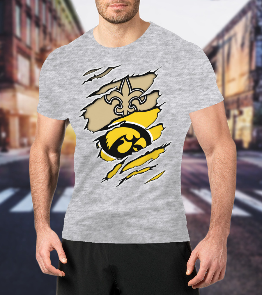 Iowa Hawkeyes And New Orleans Saints Fusion T-Shirt