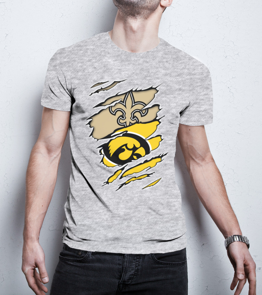 Iowa Hawkeyes And New Orleans Saints Fusion T-Shirt