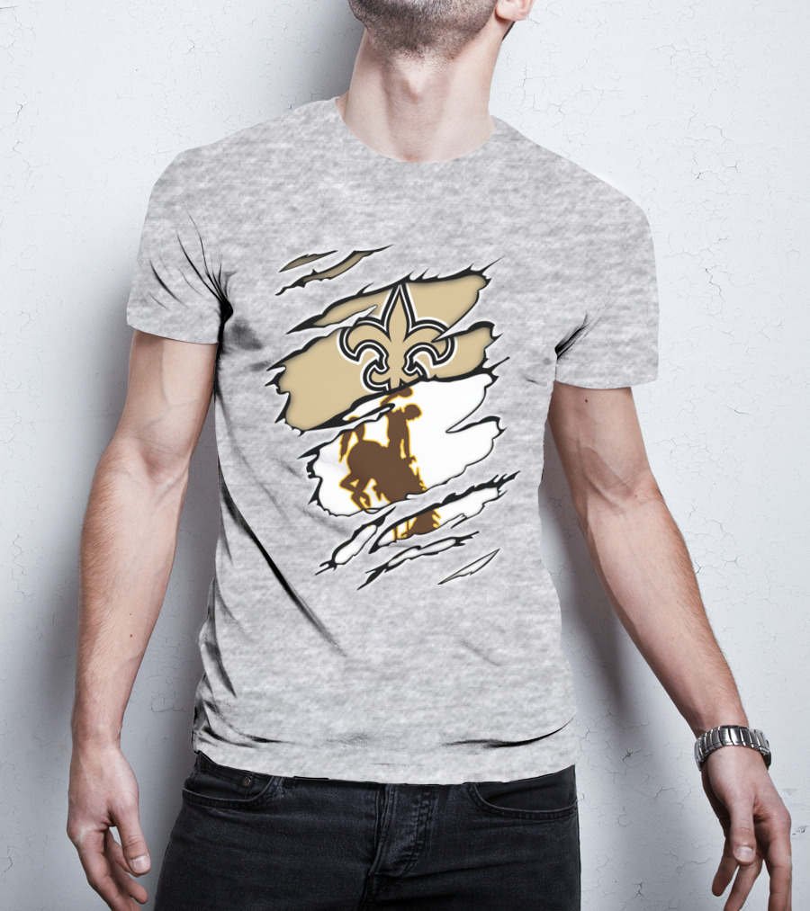 Saints Wyoming Fleur-de-Lis Rodeo Rider Tear T-Shirt