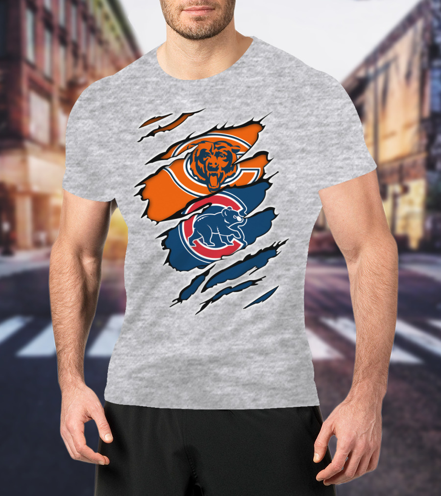 Chicago Bears Cubs Claw Marks Sports T-Shirt
