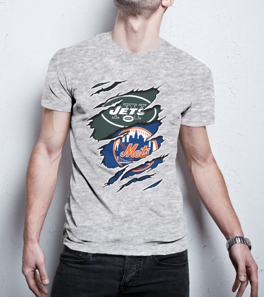 New York Jets Mets Claws Fan Logo Mashup T-Shirt