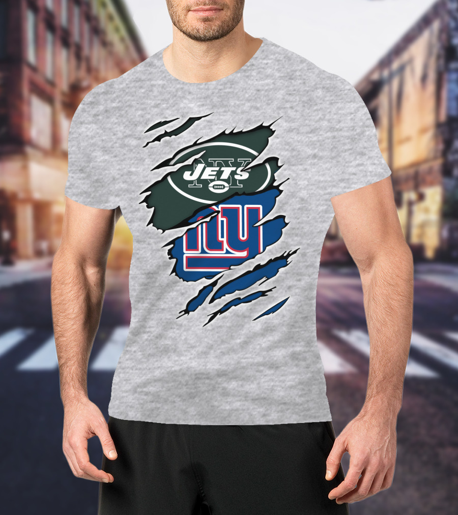 New York Jets Giants Football Rivalry Claw Marks T-Shirt
