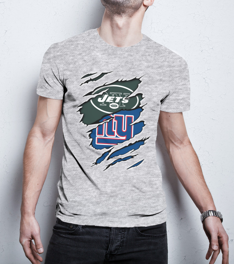 New York Jets Giants Football Rivalry Claw Marks T-Shirt