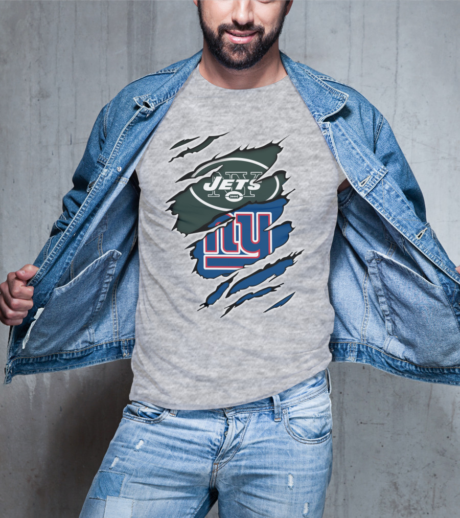New York Jets Giants Football Rivalry Claw Marks T-Shirt