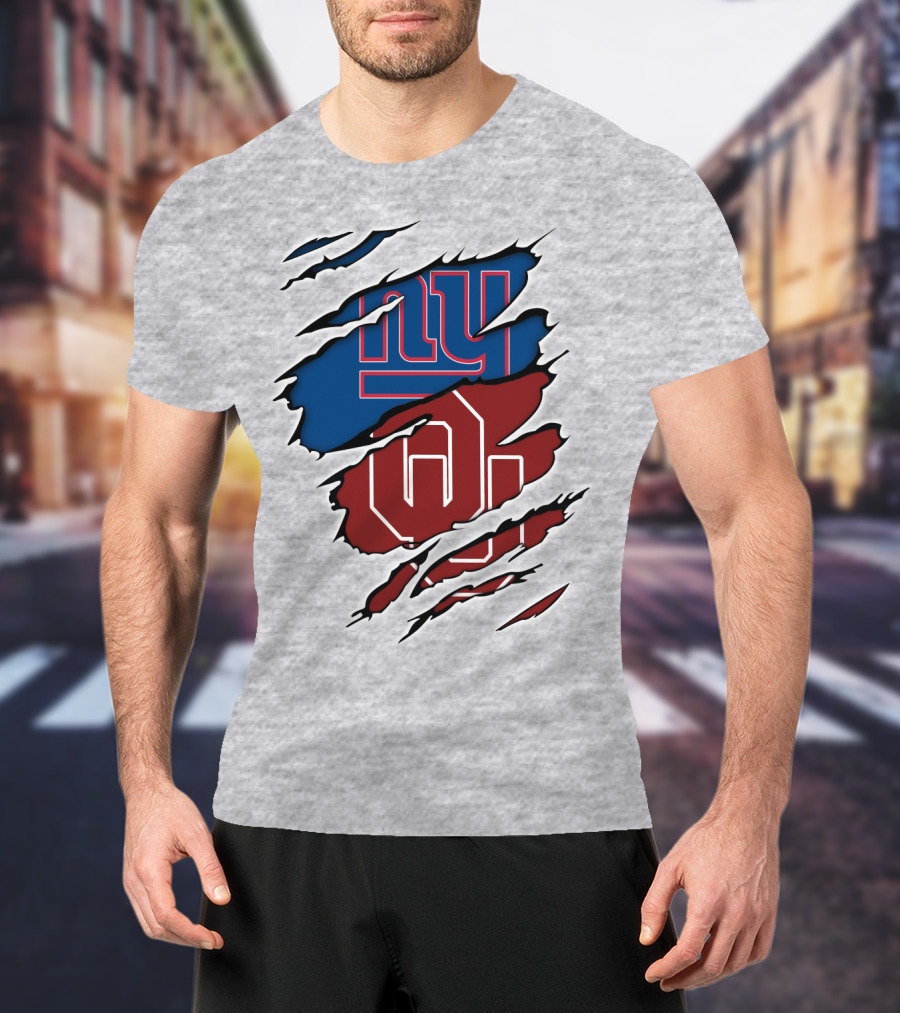 NY Giants OU Sooners Torn Effect T-Shirt
