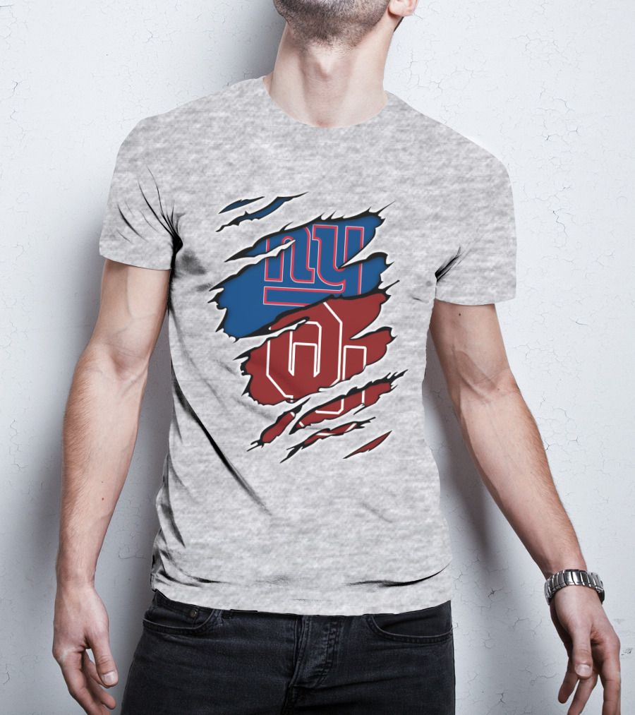 NY Giants OU Sooners Torn Effect T-Shirt