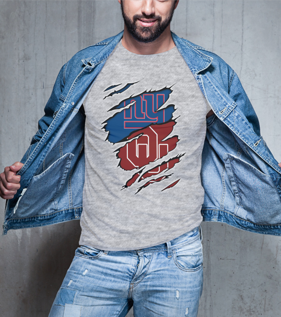 NY Giants OU Sooners Torn Effect T-Shirt