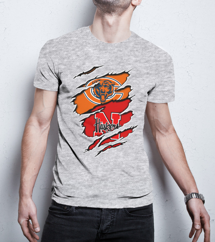 Chicago Bears Nebraska Huskers Claw Marks T-Shirt