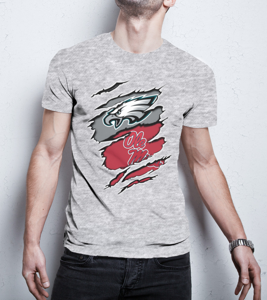 Philadelphia Eagles Ole Miss Ripped Claw T-Shirt