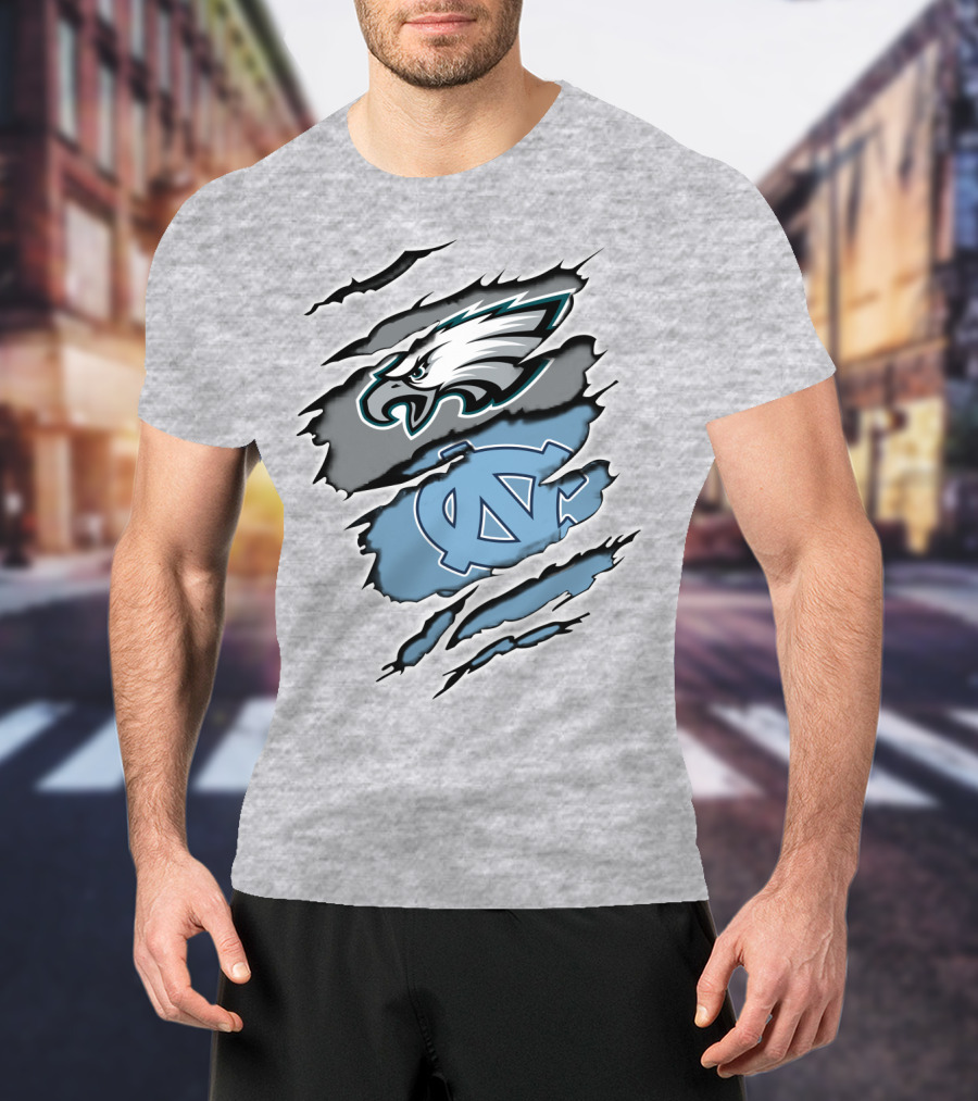 Philadelphia Eagles Unc Tar Heels Claw Marks Logo Mix T-Shirt