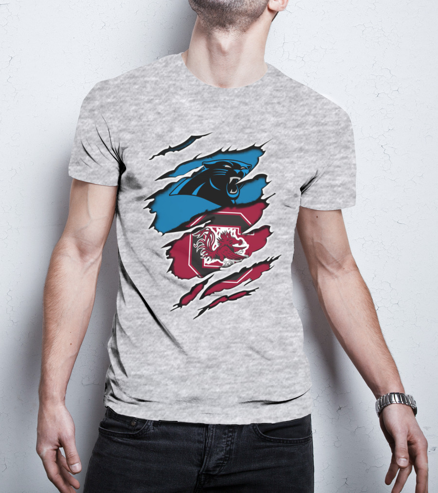 Panthers Gamecocks Clawmarks Logo Fusion T-Shirt