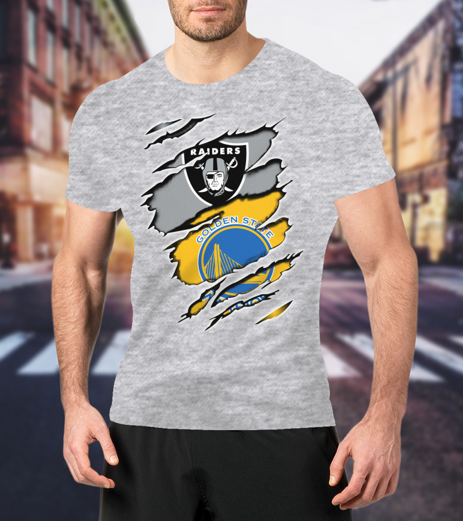 Raiders Golden State Warriors Logo Mashup T-Shirt