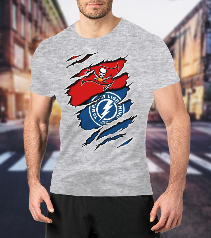 Tampa Bay Buccaneers Lightning Crossover Fan T-Shirt