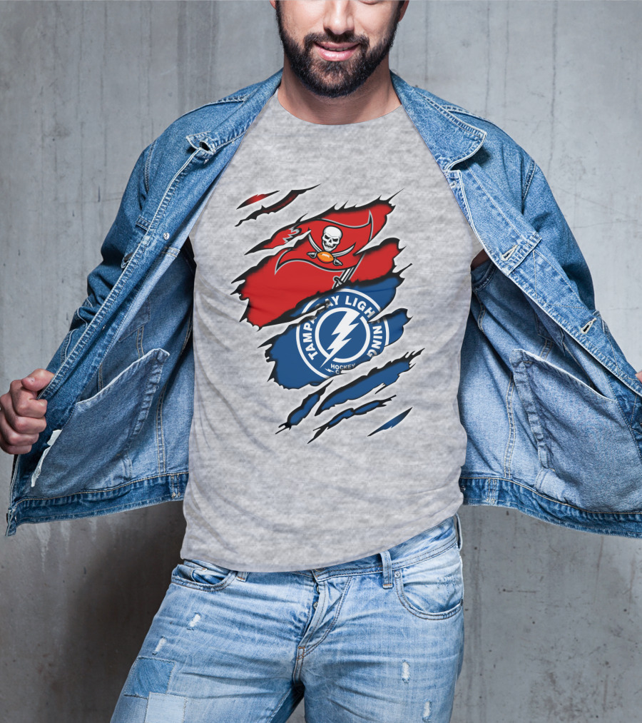 Tampa Bay Buccaneers Lightning Crossover Fan T-Shirt