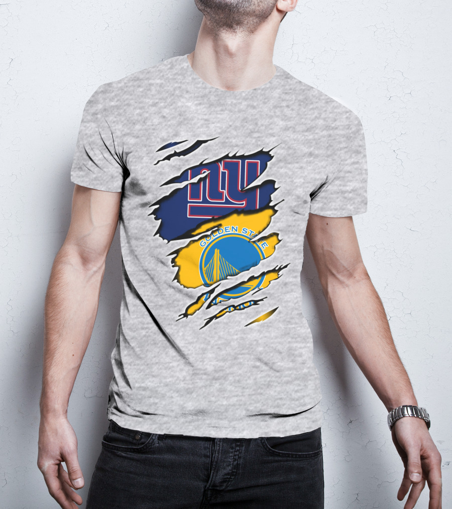 New York Giants Golden State Warriors Ripped Dual Team Representation T-Shirt