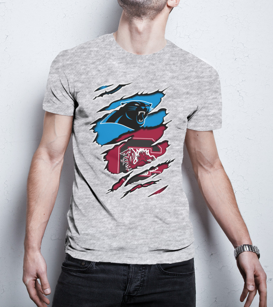 Panthers Gamecocks Team Spirit Claw Marks Logo Fusion T-Shirt